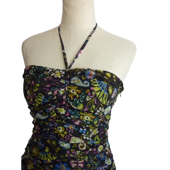 Zara Floral Chiffon Mini Dress String Halter Dress M - Picture 5 of 6